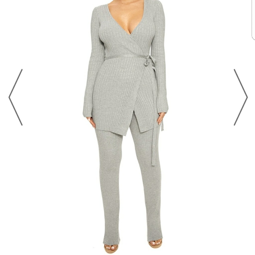 Wrapped ribbed sweater set